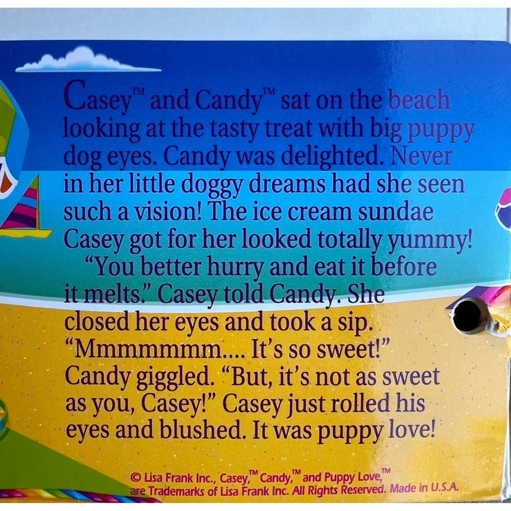 Vintage Lisa Frank Casey and Candy Puppy Love Folder 2 Pocket Made in USA 90s